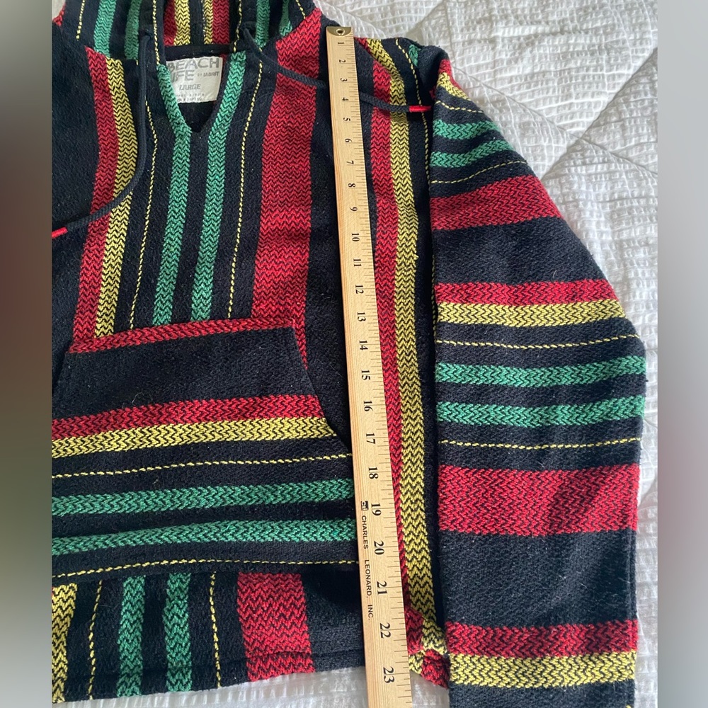 Beach Life by Ladrft Women's Rasta
Poncho Hoodie. Size: Large - Picture 9 of 12